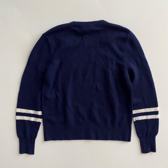 PINK Victoria's Secret Sweater Knit Blue Varsity Stripe Pullover Nwt Medium M - Picture 3 of 3